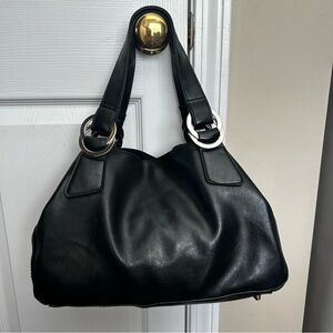 Aldo EUC Black Faux Leather Hobo Shoulder Bag Purse Tote Pink Inner Slouch Moto